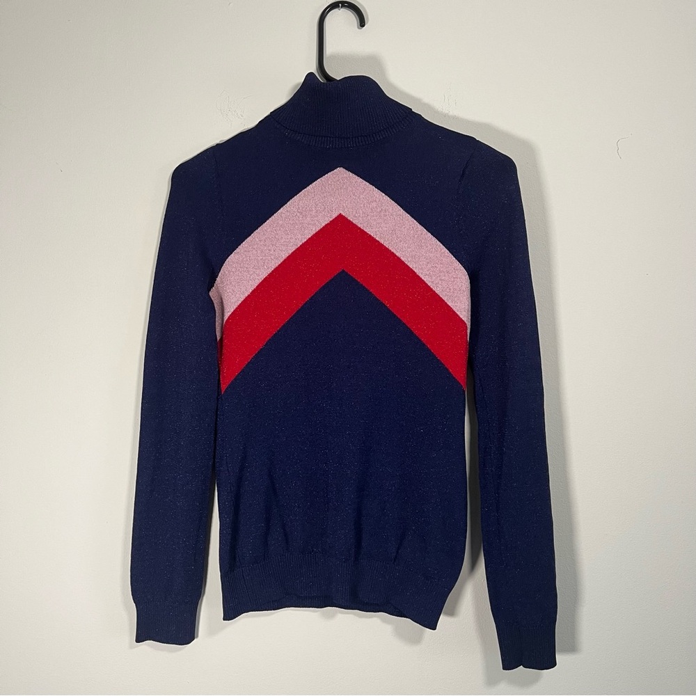 Lovers + Friends Navy Blue, Pink, Red Turtleneck Sweater Size Small